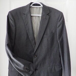 Hugo Boss Super 100 Suite Jacket Blazer Men's 40R Gray Pin Strip Lined Wool Silk